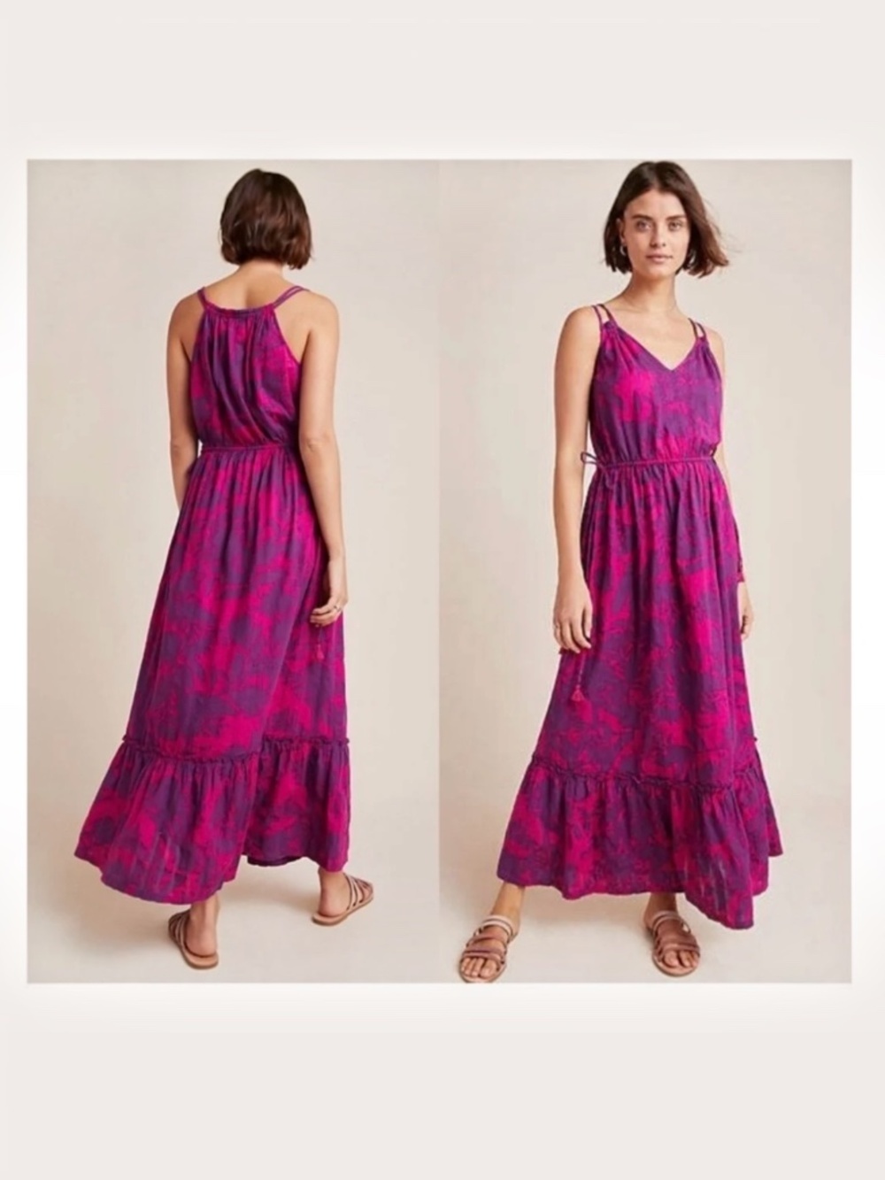 Anthropologie Saturday Sunday Yasmine Tiered Maxi Dress Medium Cottagecore Boho